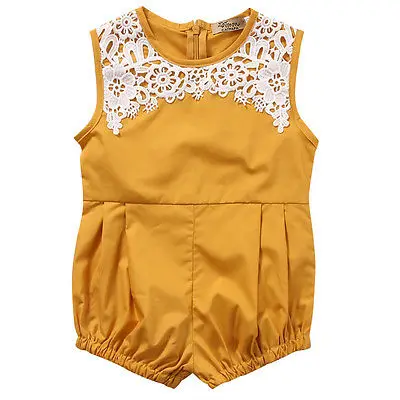 Кружевной комбинезон без рукавов с цветочным принтом для новорожденных и