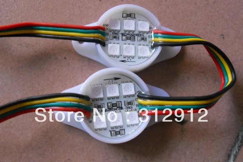 Акция! Модуль WS2801 пикселей диаметром 30 мм 1 44 Вт 6 шт. 5050 SMD RGB LED вход 12 в пост. Тока|led