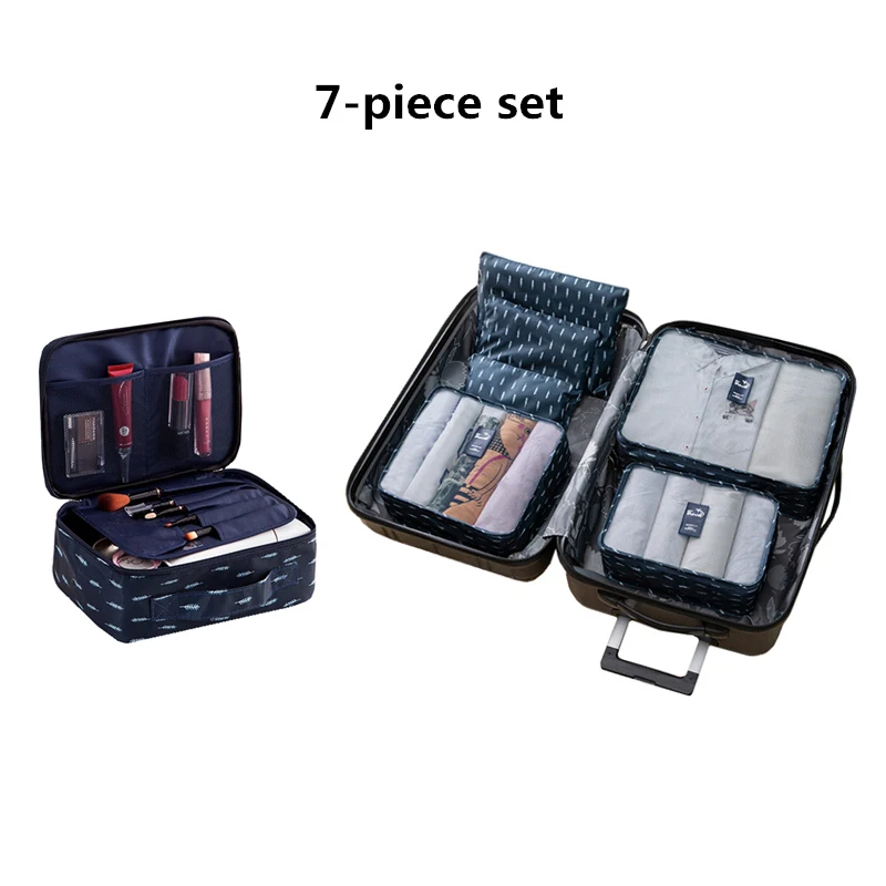 Feather 7-piece Set Женская косметичка чехол для костюма Органайзер наборы нижнего белья одежда шкаф коробка для хранения в шкафу чехол для багажа аксессуары для путешествий сумка - Цвет: Feather 7-piece Set