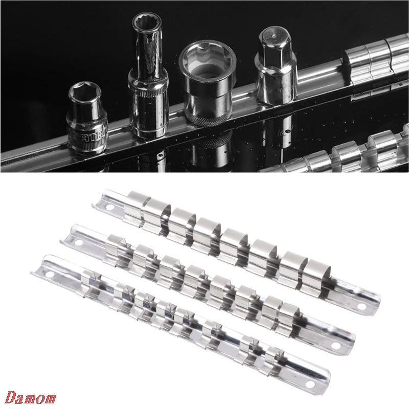 Держатель для гнезда 1/4 &quot3/8&quot 1/2 &quotс 8 зажимами на рельсе органайзер хранения