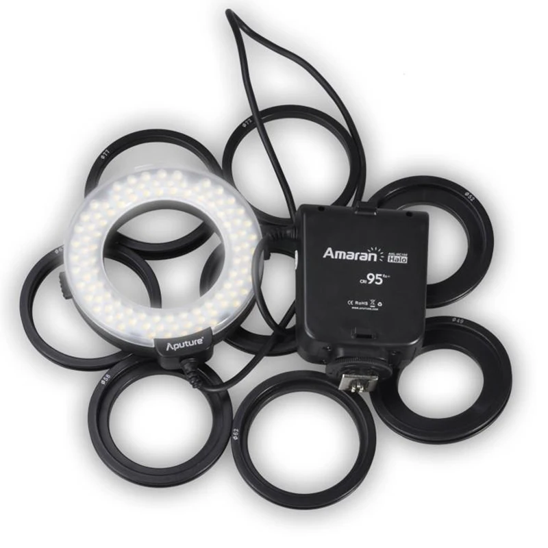 Aputure Amaran Halo HN100 CRI 95 + светодио дный Macro Ring Вспышка для Nikon D7100 D7000 D5200 D5100 D800E D800 D700 D600 D90