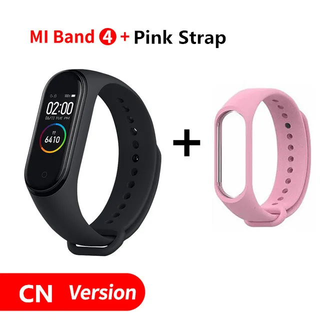 CN pink strap Xiaomi Mi смарт-браслет 4 цветной экран пульсометр фитнес 135 мАч Bluetooth 5,0 спортивный водонепроницаемый браслет - Цвет: CN pink strap