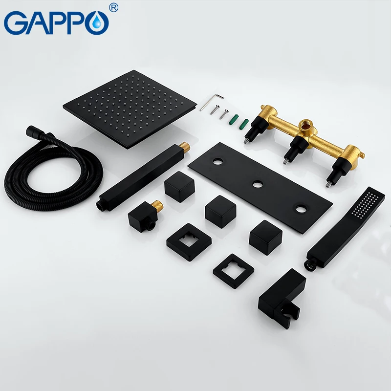 Скрытый смеситель для душа GAPPO черный дождевой кран ванной комнаты