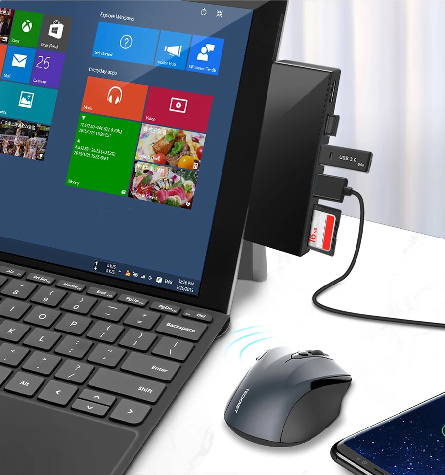 Rocketek usb 3,0 кард-ридер с разрешением 4K HDMI с 1000 Мбит/с Gigabit Ethernet адаптер для SD/TF micro SD microsoft Surface Pro 3/4/5/6 концентратор