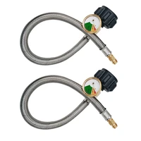 earth star 18 pigtail stainless braided rv regulator propane hose connector with gauge qcc type1 connection 2pcslot