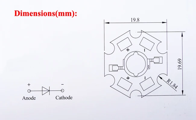 100 шт. 1 Вт Мощный светодиодный красный 660NM 620-630NM диодный светильник излучатель