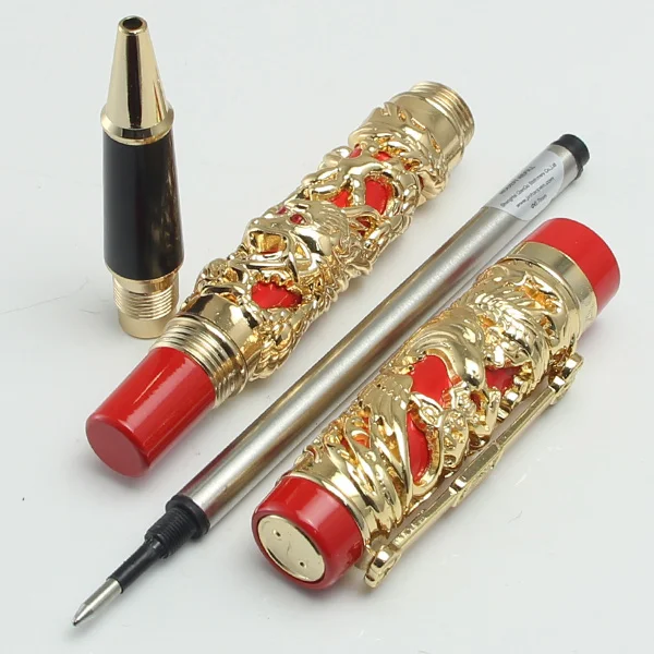 Новейший дизайн Jinhao шариковая ручка с драконом и Фениксом серебристо серого