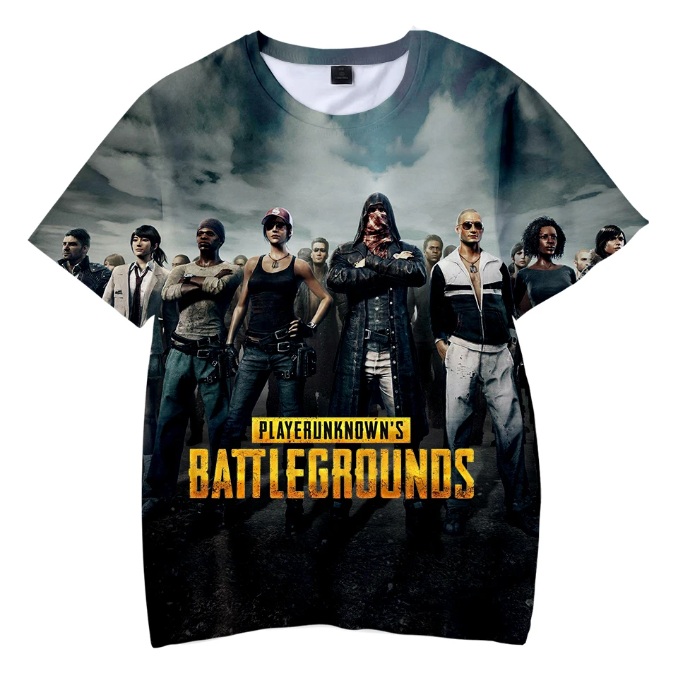 Красивая Детская футболка с принтом PUBG для мальчиков и девочек летняя модная