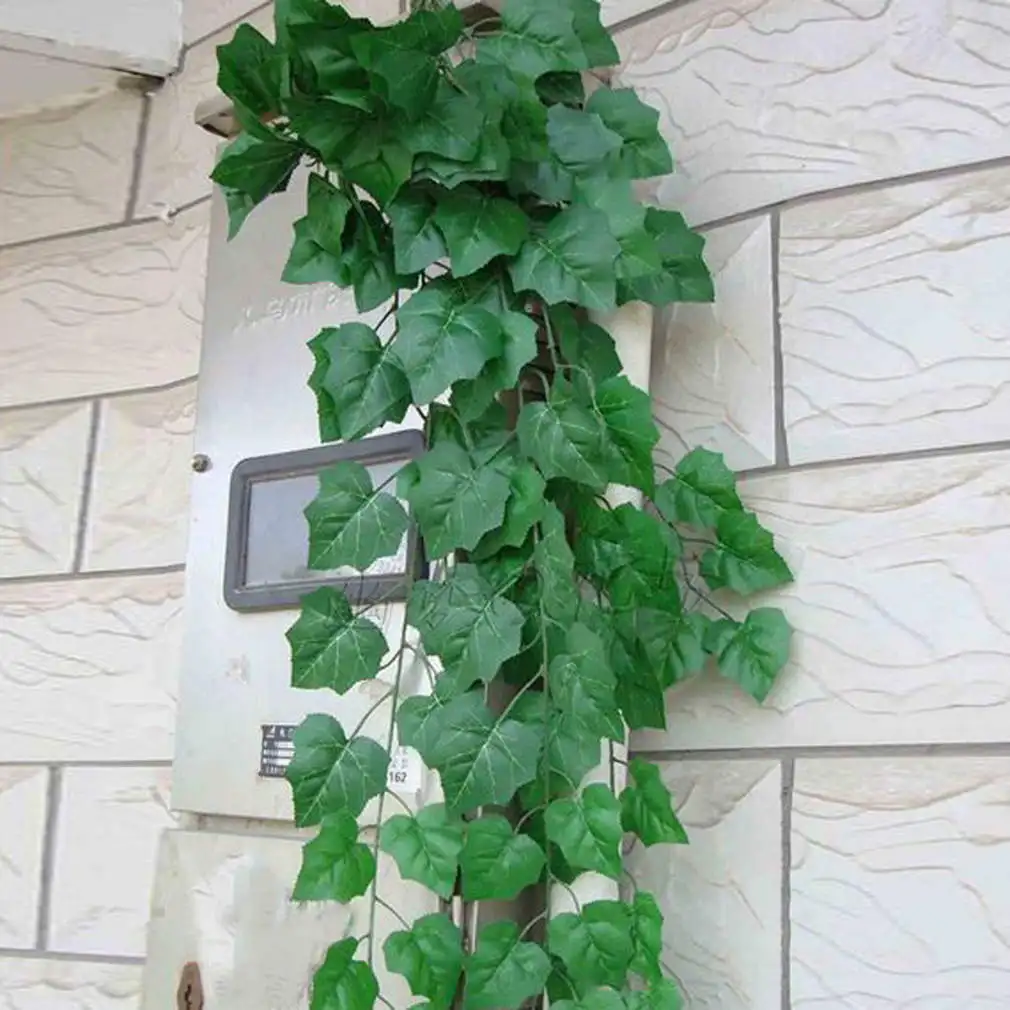 2M Long Artificial Plants Green Ivy Leaves Artificial Grape Vine Fake Parthenocissus Foliage Leaves Home Wedding Bar Decoration