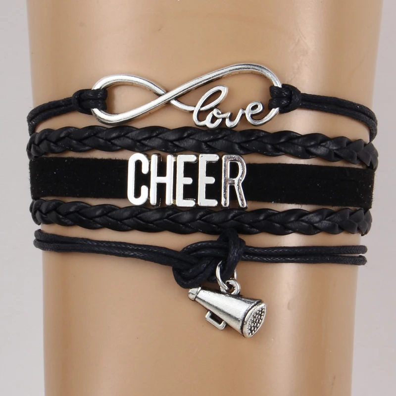 Дропшиппинг Бесконечность любовь развеселить браслеты Cheer с рупором Шарм