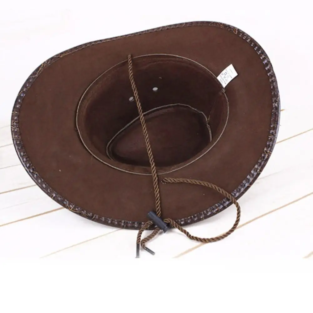 Western Cowboy Hat Leather Printed Faux Suede Three Ropes Along The Visor Men And Women Outdoor Hats Can Be Worn Ln All Seasons |