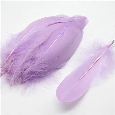 light purple 50pcs Натуральные белые черные гусиные перья для рукоделия 5-7 дюймов 13-18 см DIY ювелирные перья, перо Свадебные украшения дома 50 шт - Цвет: light purple 50pcs