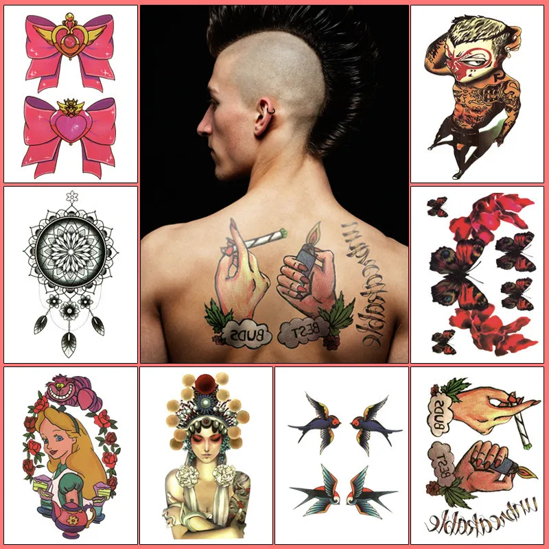 2019 Geometry cool Temporary fridge magnet Tattoo Sticker Women Minimalist lines pattern Body Art New Design Fake Men Tattoos | Дом и сад