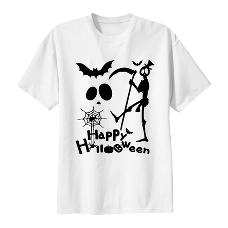 Happy Halloween футболка унисекс модные летние футболки детей Стиль короткий рукав