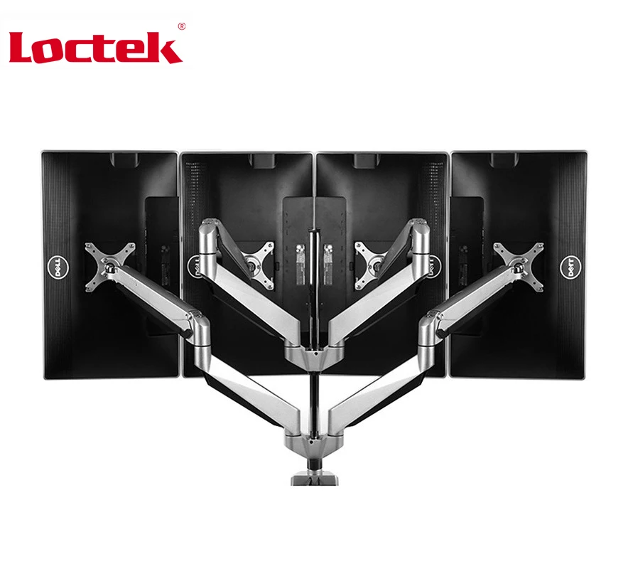 Loctek D7Q Quad-arm Desk Monitor Mount 10"-24" Monitor Holder Mount Gas Spring Arm Bracket with Mic / Audio/ USB Ports D7Q