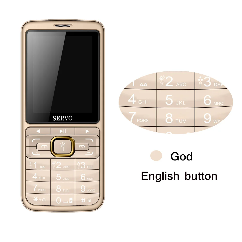 English button Gold Телефон SERVO S10 2,8 дюймов 3 sim-карты 2500 мАч четыре цвета мигающий светильник Mosqutio Repellent лампа power bank мобильный телефон - Цвет: English button Gold
