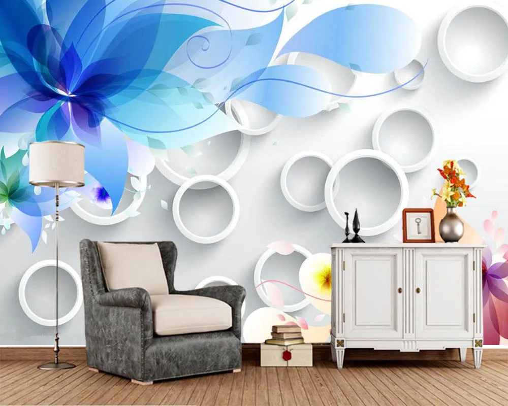 

Modern flower circle custom 3d wallpaper mural papel de parede,living room sofa TV wall bedroom kitchen wall papers home decor