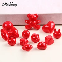 acrylic red half hole beads for jewelry making design bright smooth surface lovely beads handmade hair rope materials
