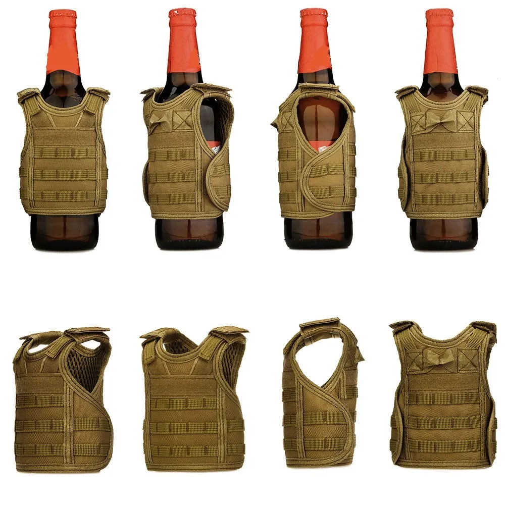 YOTOP Tactical Vest Layer Military Beer /Red Wine Bottle Set Mini Molle vest Hunting Drink set Adjustable Shoulder Straps | Дом и сад