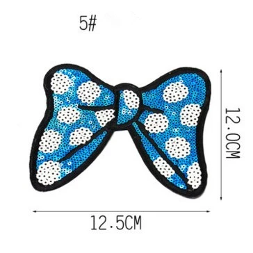 Hghym Красочные Лук патчи 12X12.5 см вышитая аппликация швейной блесток патч железа на