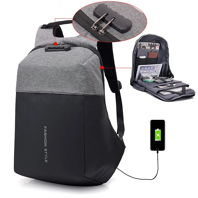 Многофункциональный USB зарядка anti theft рюкзак дорожная Тетрадь Водонепроницаемый