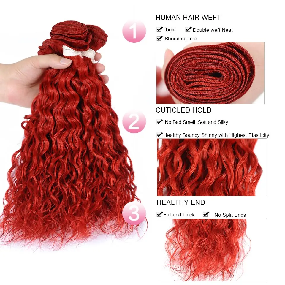 Pinshair перуанская Волна Пучки Волос 99J цветной человеческие волосы Weave Связки