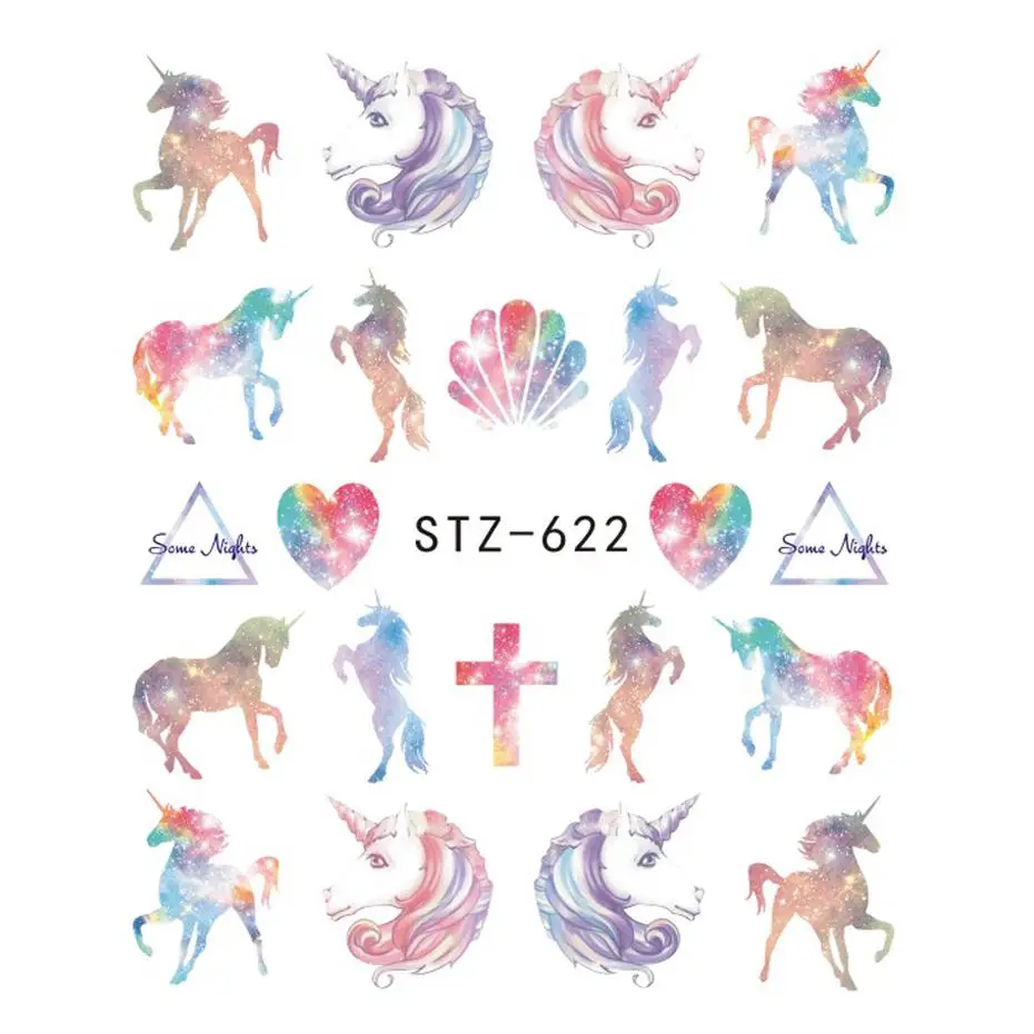 Наклейка на ногти Водная передача Переводные картинки для ногтей маникюр дизайнерские наклейки для ногтей дизайны клейкие стикеры 3D на ногти Nail Art художественные украшения - Цвет: 622