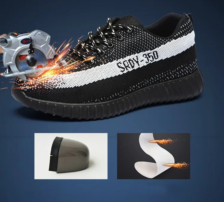 Мужские защитные кроссовки со стальным носком дышащие защищающие от