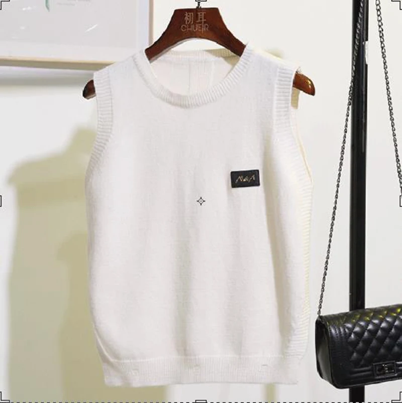

Sweater Waistcoats Women O-neck Sleeveless Back Split Knitted Shirts Tops Preppy Style Loose Casual Sweaters Vests FP1222