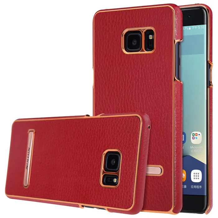 Для samsung Galaxy Note FE NILLKIN Роскошный кожаный чехол для телефона для Galaxy Note Fan Edition чехол с подставкой адсорбционный Магнитный чехол - Цвет: Красный