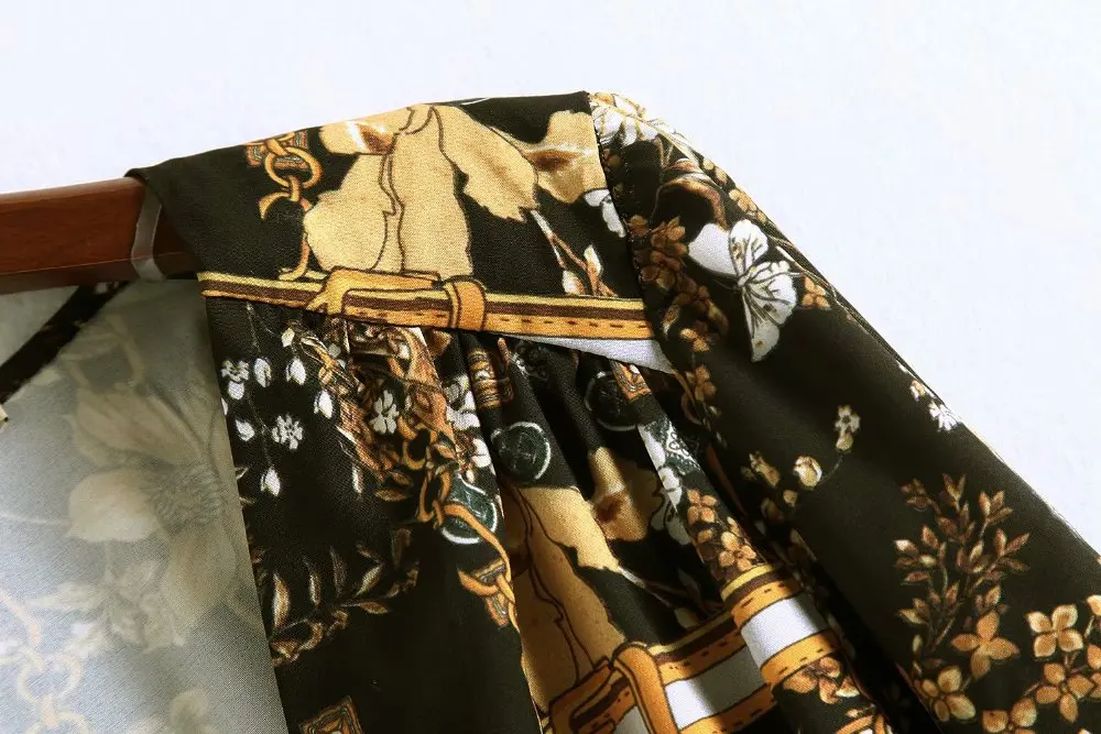 2018 za зимнее женское платье с принтом FORAL es vestidos Струящееся контрастным