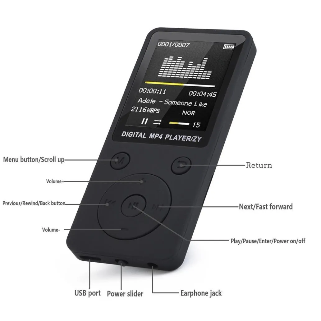Модный портативный MP4 без потерь Звук Музыкальный плеер FM рекордер walkman плеер мини Поддержка Музыка Радио Запись