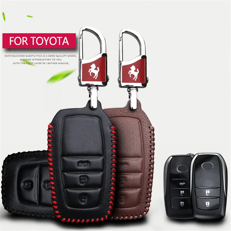 Чехол для ключей Toyota чехол из натуральной кожи автомобильных C hr Auris Corolla Land Cruiser