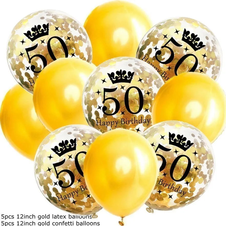 5gold 5con 50th Горячее предложение! Распродажа! 18/30/40/50/60 лет DIY спиральный орнамент на день рождения воздушный шар "Конфетти" на день рождения Balons юбилейные праздничные украшения - Цвет: 5gold 5con 50th