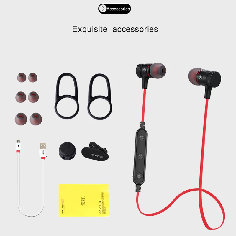 Awei стерео hands free спортивные наушник блютуз беспроводные наушники гарнитура бега