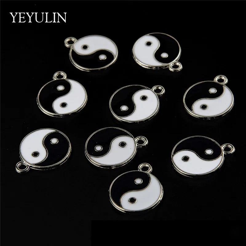 Женский и мужской модный эмалевый кулон в виде сплетен Taji Yin Yang ожерелье 10 шт. 18