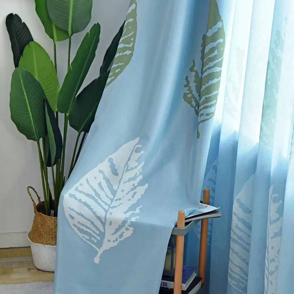 LOZUJOJU 1 шт. занавески с принтом в виде листьев стильные прозрачные Занавески для