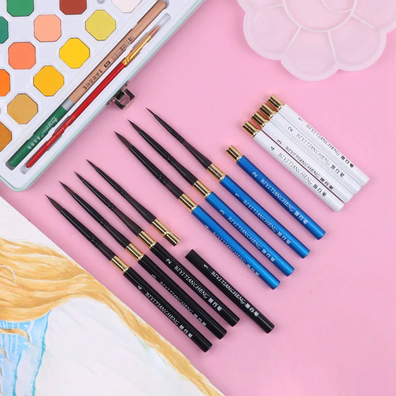 

Watercolor brush animal hair pointed round head travel pen set metal pen portable outdoor sketch gouache brush professional art