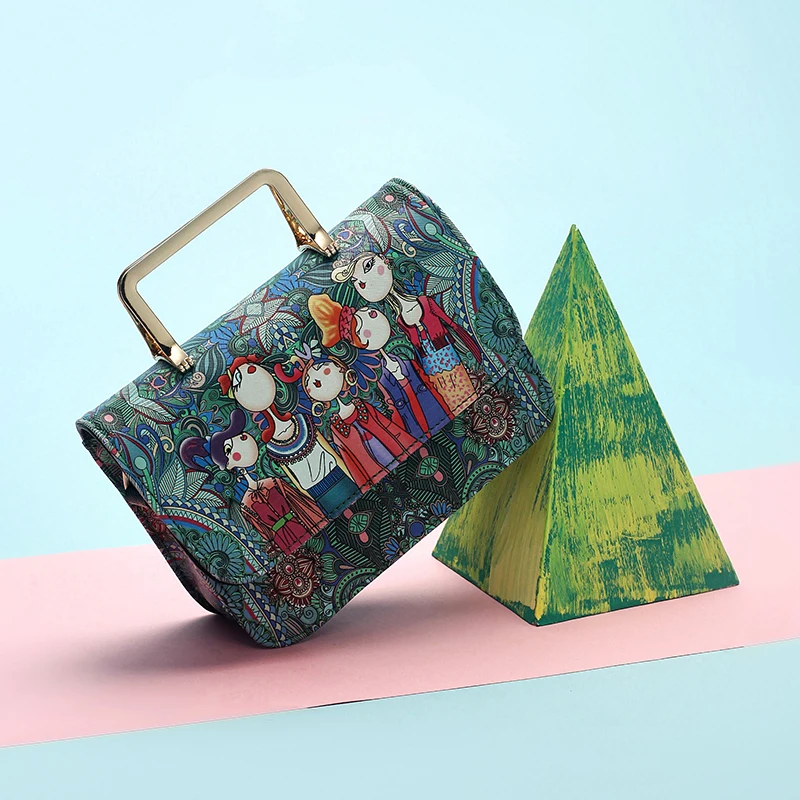Для женщин Мода зеленый мультфильм Сумочка дизайнер Элитный бренд Высокое