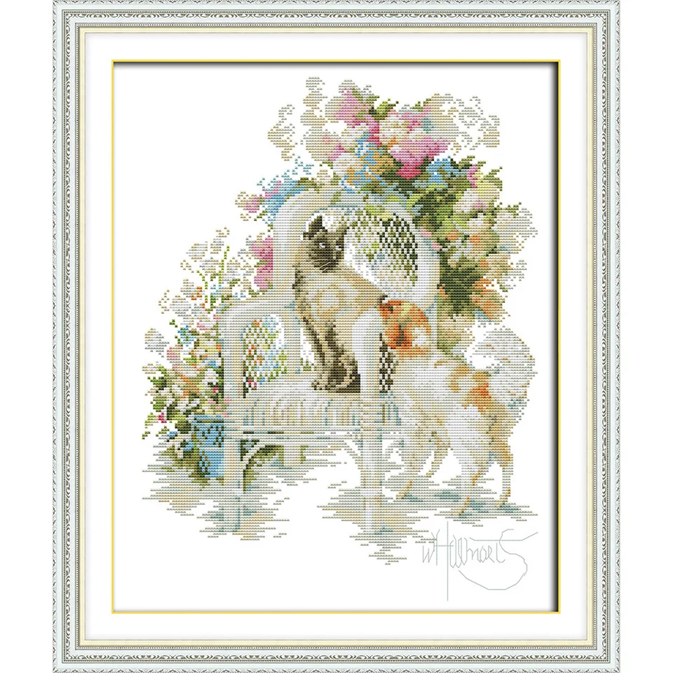 Набор для вышивки Кот и собака 11ct|cross stitch kits|joy sundaycross set |