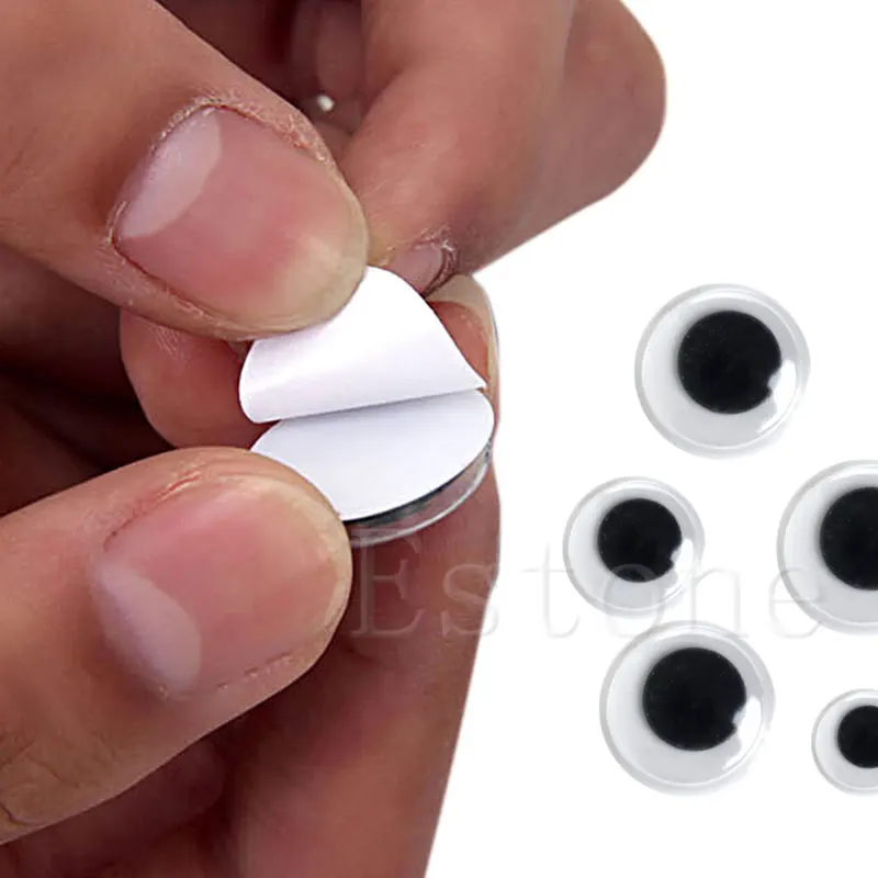 

700Pcs/Box 4mm / 5mm / 6mm / 7mm / 8mm / 10mm / 12mm 7 Sizes DIY Round Self-adhesive Wiggly Googly Eyes For Doll Toy