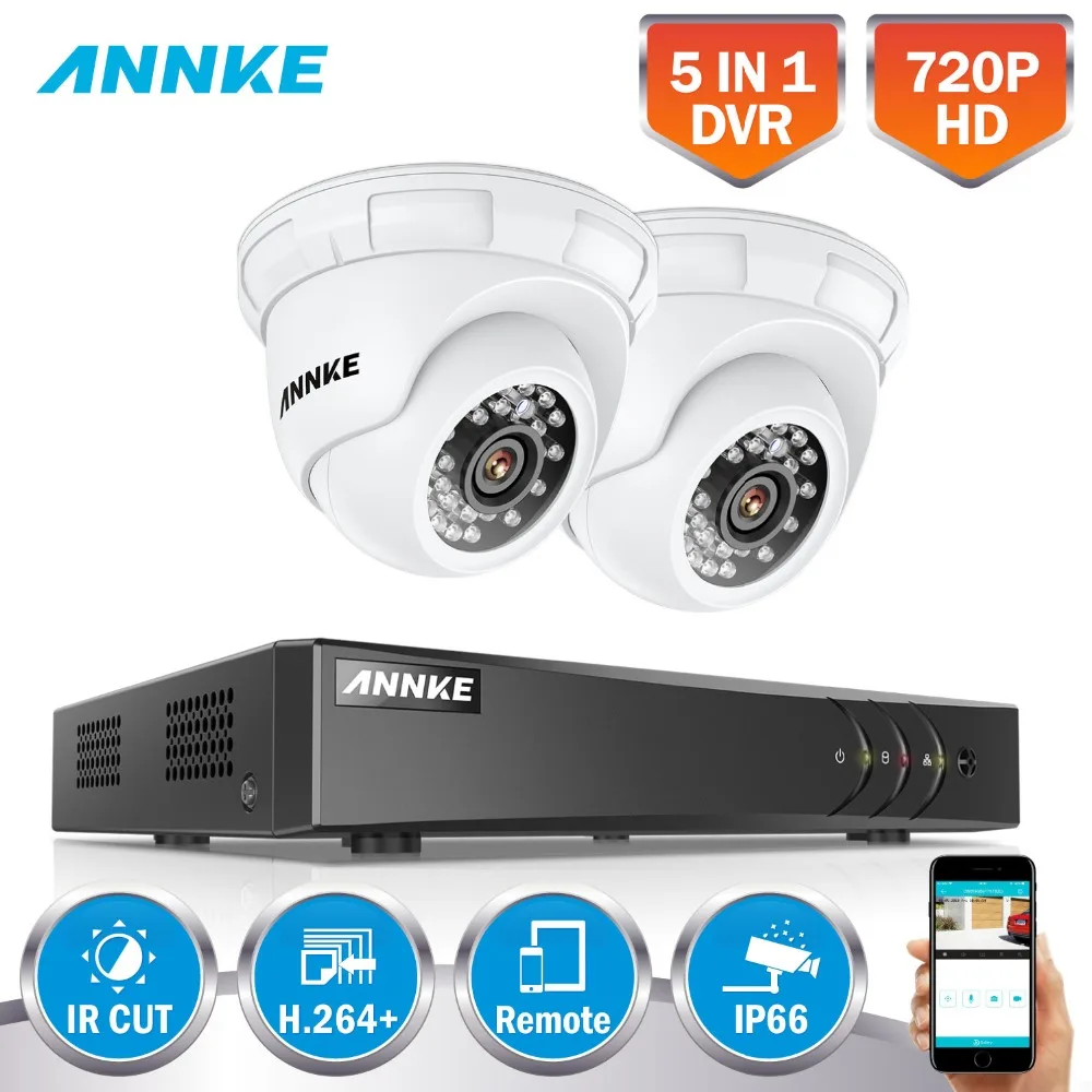 ANNKE 4CH 720 P 1080N 5IN1 безопасности DVR Системы HDMI 2X 1200TVL TVI всепогодный Открытый CCTV Камера
