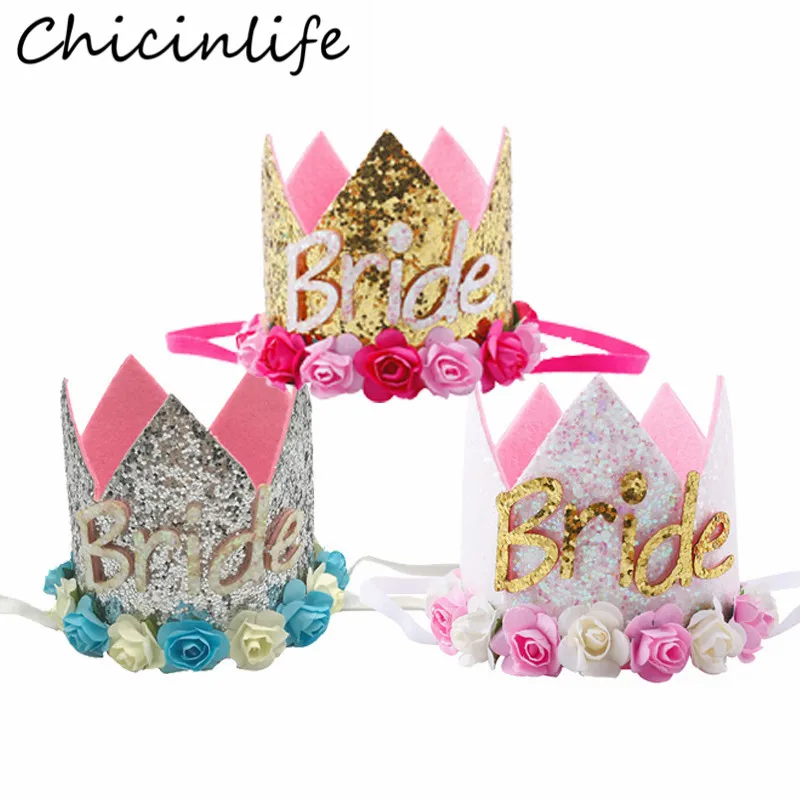 

Chicinlife 1Pcs Bride Crown Headband Bachelorette Party Hen Night Decoration Bridal Shower Wedding Hat Hair Accessories Supplies