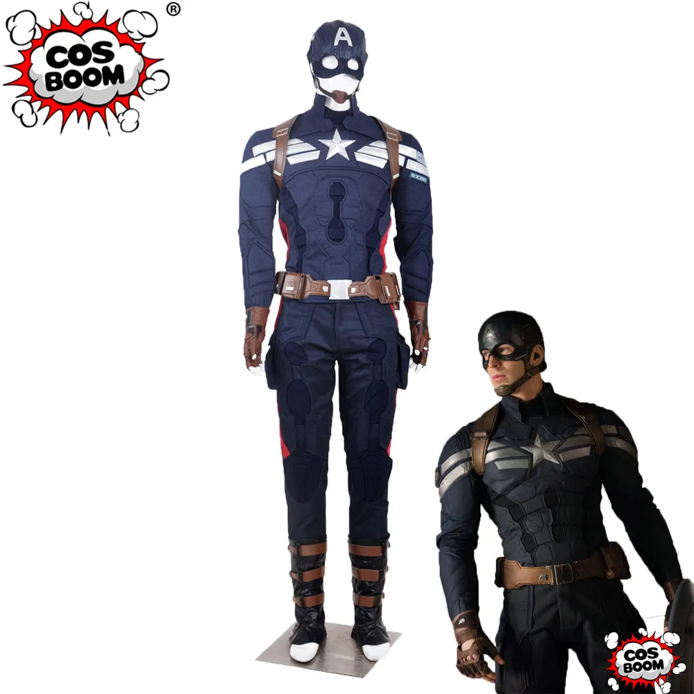 COSBOOM Капитан Америка 2 зимний солдат Стив костюм Роджерс Хэллоуин Карнавал