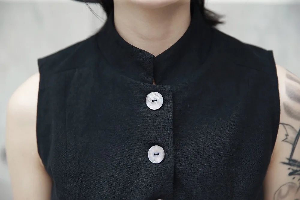 Cakucool Для женщин натуральный хлопок Безрукавки для темно-черный белый цвет