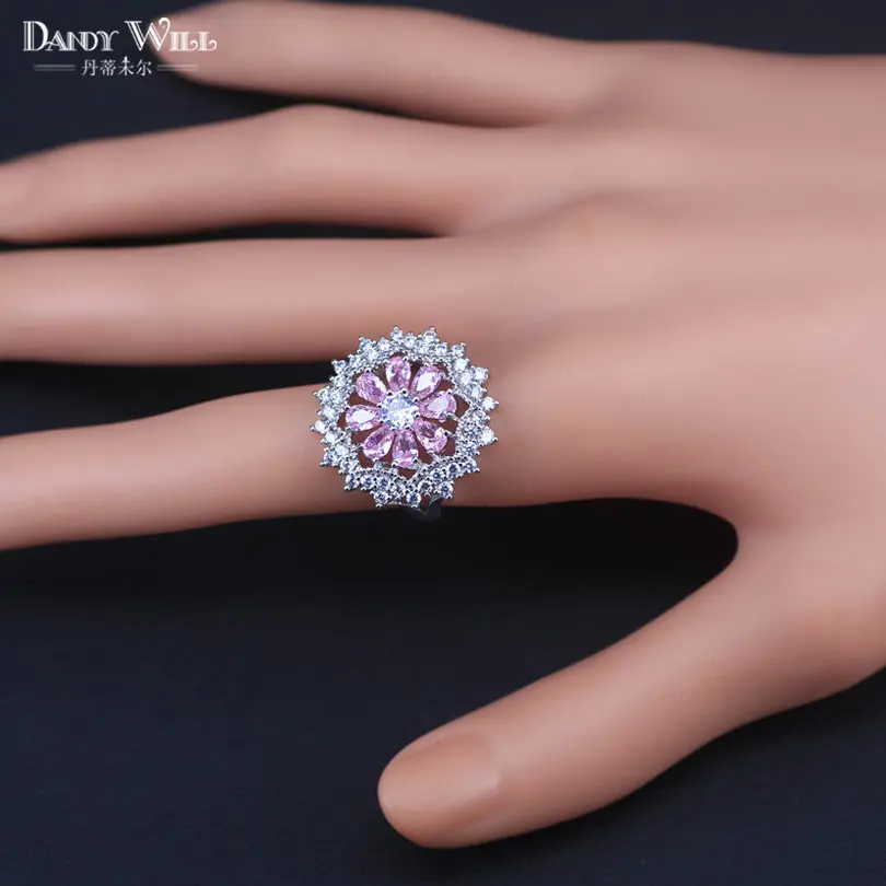 silver color Women Bridal Jewelry Sets Pink Zircon Necklaces Pendants Ring Earrings Bracelets With Stones Set of Jewelery | Украшения и