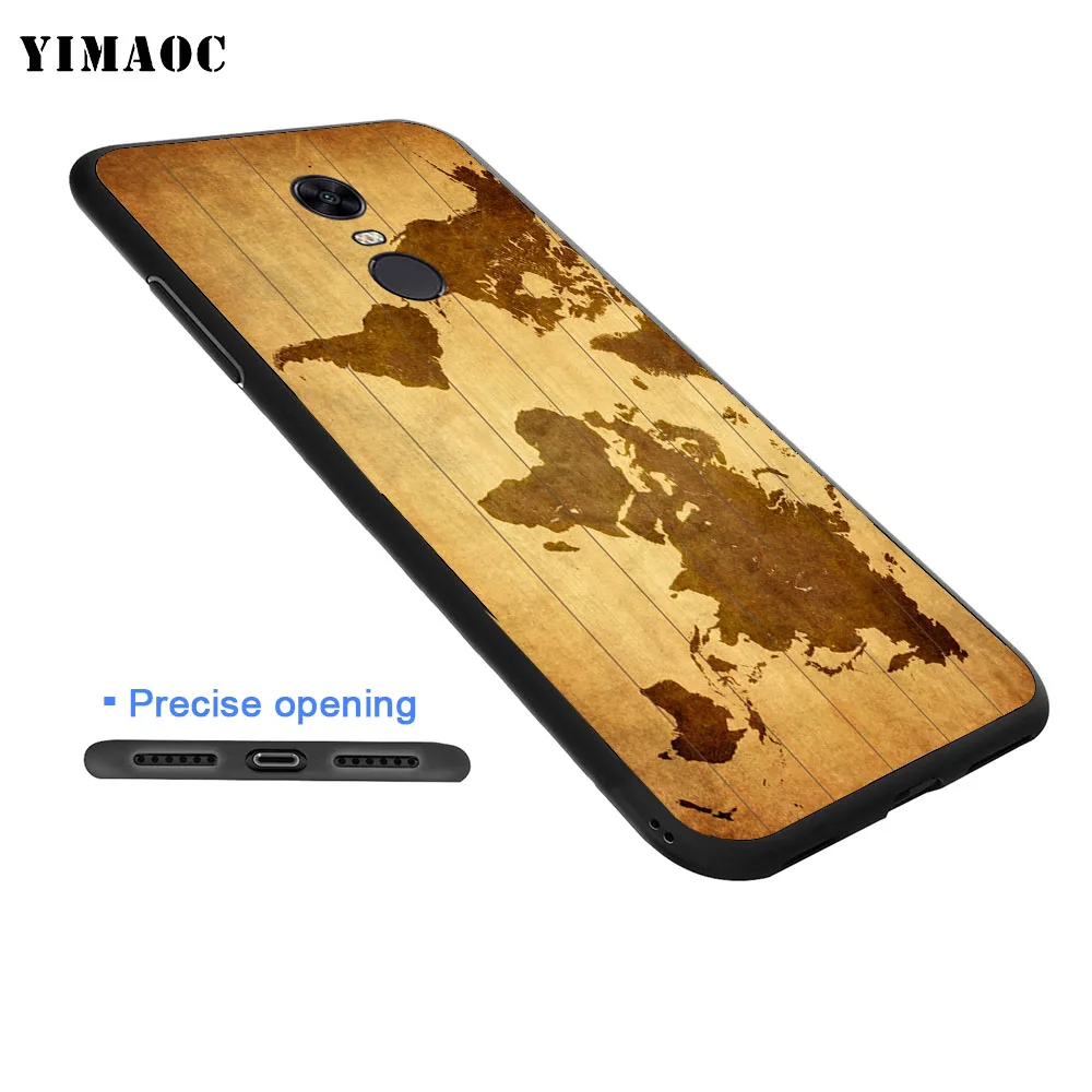 YIMAOC Дорожная карта мира винтажный черный мягкий силиконовый чехол для Xiaomi Redmi Note 6
