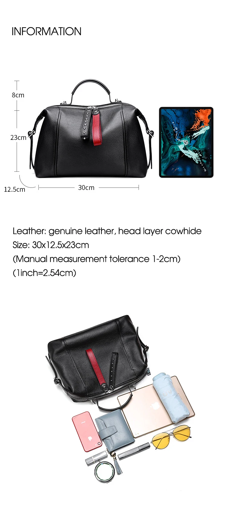 New Large Boston Bag Real Soft Leather Women's Handbag Europe Style Simple Shoulder Bag Office Lady Tote Hand Bag