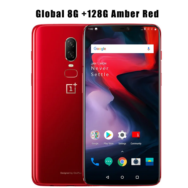 8G 128G Amber Red Глобальная прошивка поддержка мобильного телефона Oneplus 6 мобильный телефон 6,28 дюймов AMOLED 8 ГБ 128/258 GBSnapdragon 845 Octa Core отпечатков пальцев зарядки - Цвет: 8G 128G Amber Red