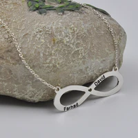 925 solid silver infinity necklace with custom name engraved personalized couple name bff name unlimited love necklace